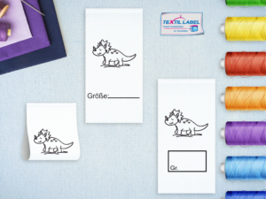 Textiletiketten für Größenbeschriftung Dino Triceratops M015016