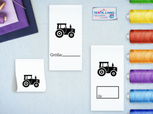 Traktor Größenetikett Textiletiketten für Größenbeschriftung M068069