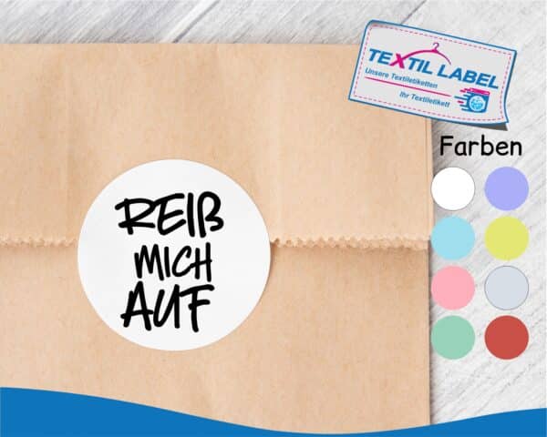 Aufkleber Reiß mich auf, rund Ø 5cm MB010