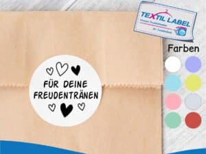 Freudentränen Aufkleber „Für deine Freudentränen“, rund Ø 5cm FtA006