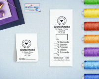 Gewerbe Textiletikette mit Wunschname und Handmademotive GT011Gt012