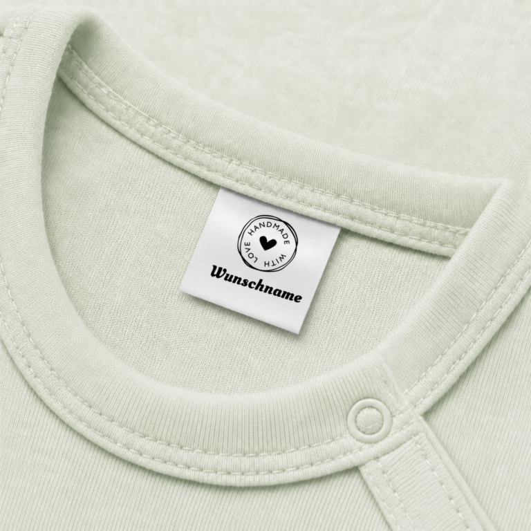 Individuelle Textiletiketten mit Herz Motiv und Wunschnamen Namensetiketten