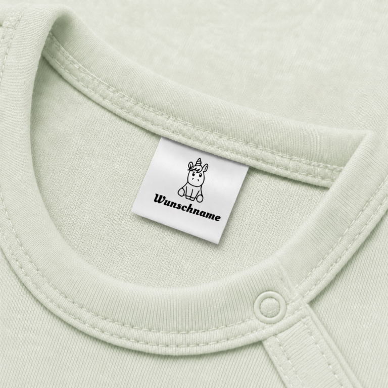 Individuelle Textiletiketten mit Einhorn Motiv und Wunschnamen Namensetiketten