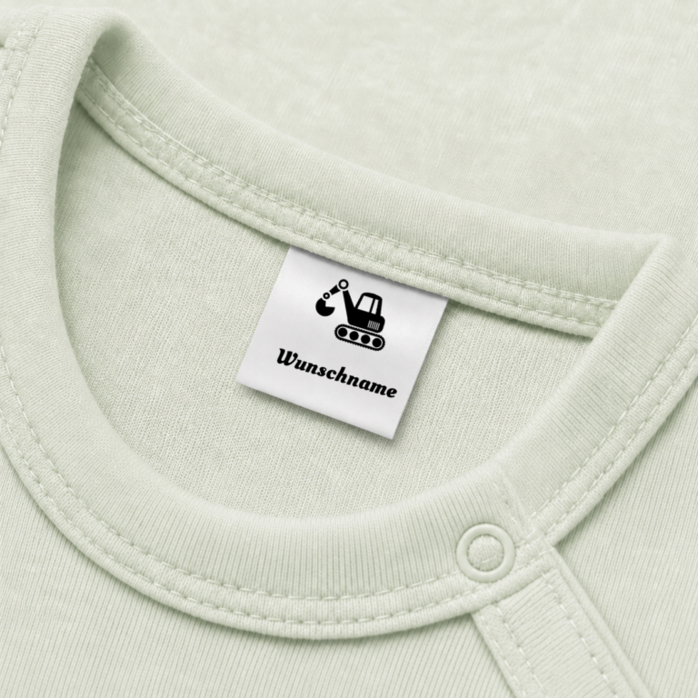Textiletiketten mit Bagger Motiv und Wunschnamen Namensetiketten