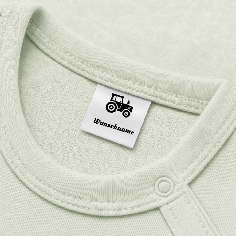 Textiletiketten mit Traktor Motiv und Wunschnamen Namensetiketten
