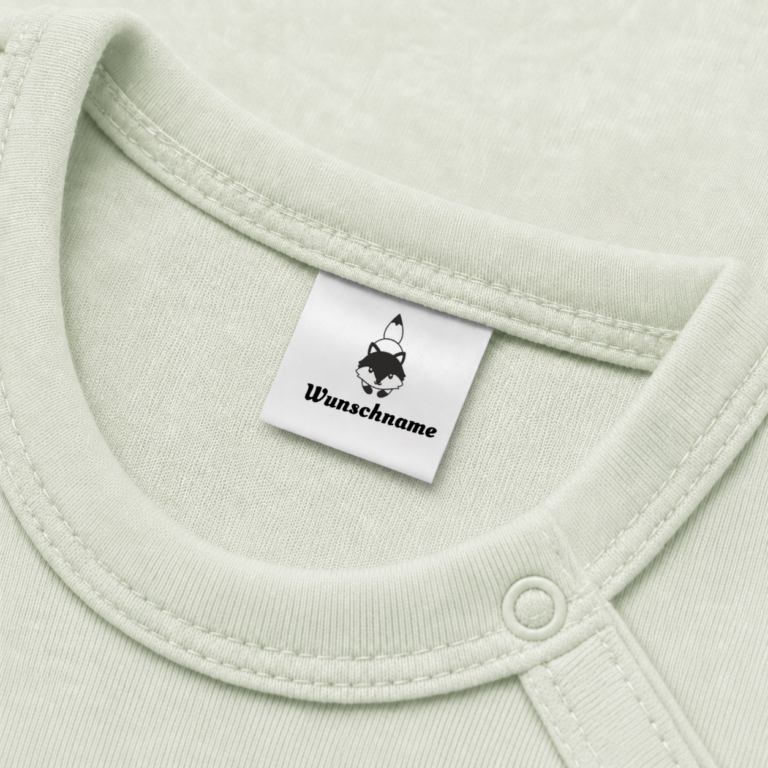 Textiletiketten mit Fuchs Motiv Leo und Wunschnamen Namensetiketten
