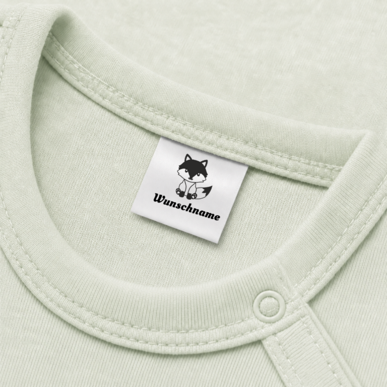 Textiletiketten mit Fuchs Motiv Theo und Wunschnamen Namensetiketten