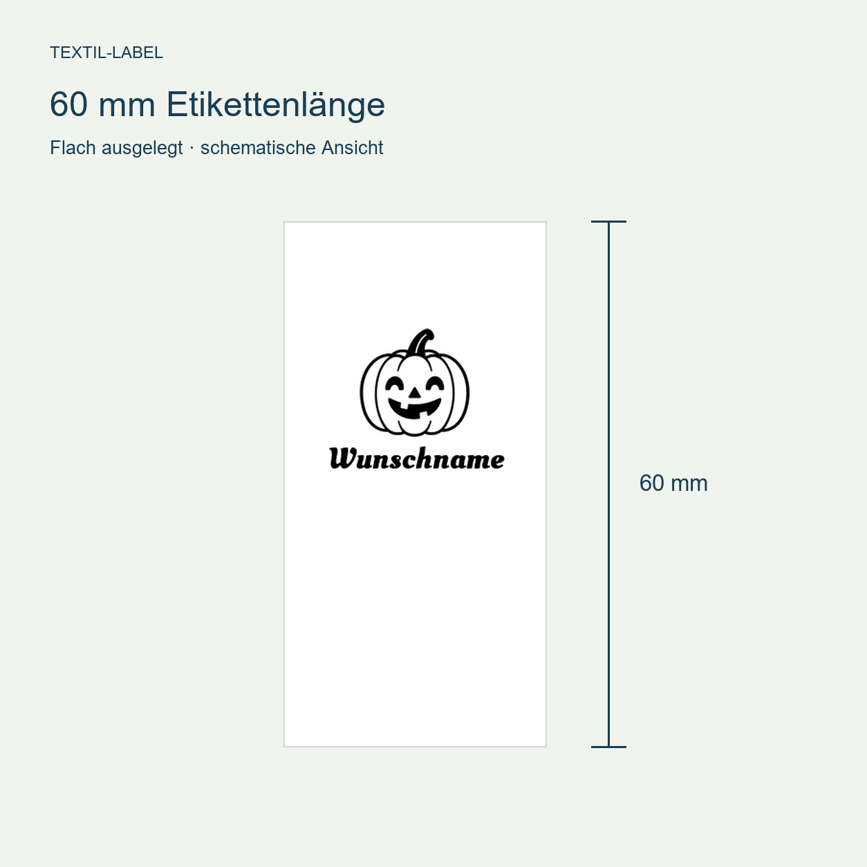 Namensetiketten mit Halloween-Motiven und Wunschname 9 Längenübersicht 60 mm