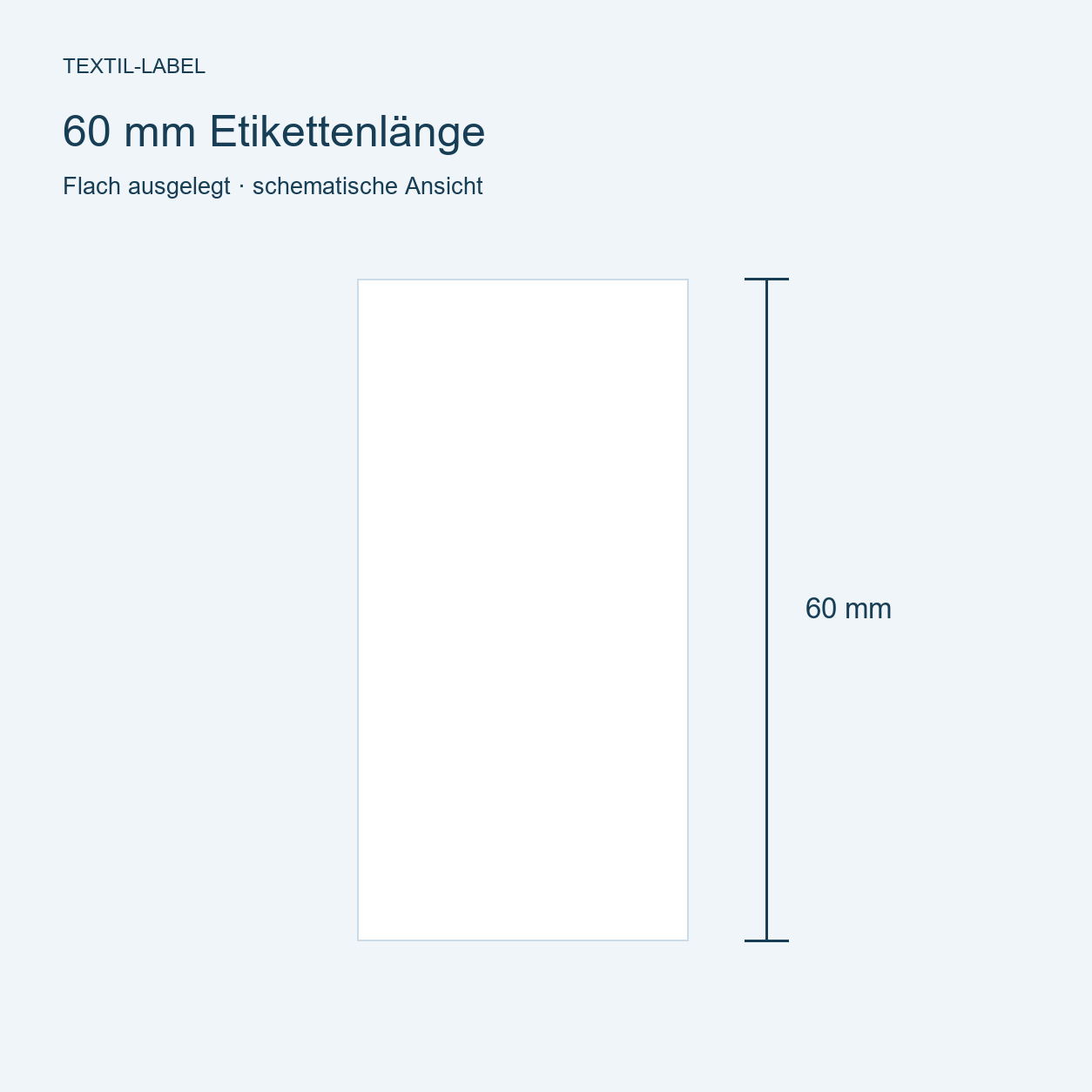 Origami Textiletiketten Universal mit Größenfeld Origami Tiere 2 Längenübersicht 60 mm