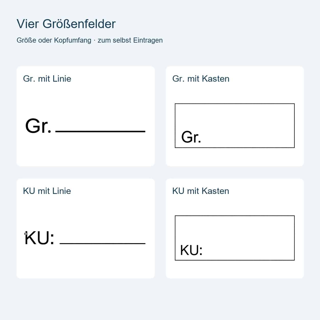 Textiletiketten Handgemacht universal, zum ausfüllen 2 Vier Größenfelder